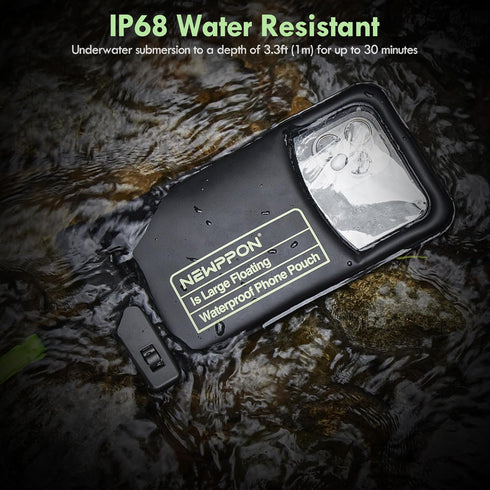 newppon Large Floatable Waterproof Phone Pouch - 2 Pack Underwater Clear Cellphone Box Protector for iPhone Samsung