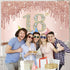 Sweet 18th Birthday Banner Backdrop Decorations for Girls, Rose Gold 18 Birthday Party Sign Supplies, Pink 18 Years Old