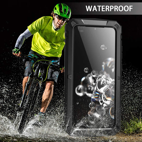 Aluminum Metal Waterproof Case for Samsung Galaxy S20 Plus, Shockproof Military Heavy Duty Sturdy Protector, Black
