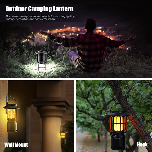 Outdoor Bluetooth Speakers, LED Flame Light, Wireless Portable Speaker, IP65 Waterproof for Camping/Patio