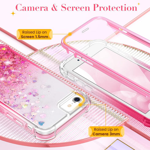 Ruky Glitter Full Body Rugged Case for iPhone 6/6s/7/8/SE 2020 & SE 2022, Shockproof with Built-in Screen Protector