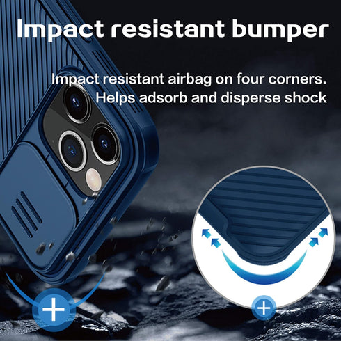 imluckies iPhone 12 Pro Max Case with Camera Cover, Hard PC Back & Soft Bumper, Protective Slim Fit