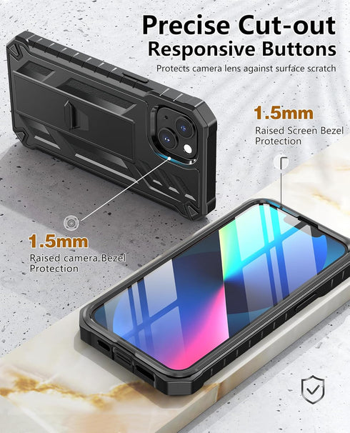 SOiOS 13/14/15 16e for iPhone Phone Case: for iPhone Protective Cover with Belt Clip Holster | Durable Dual-Layer