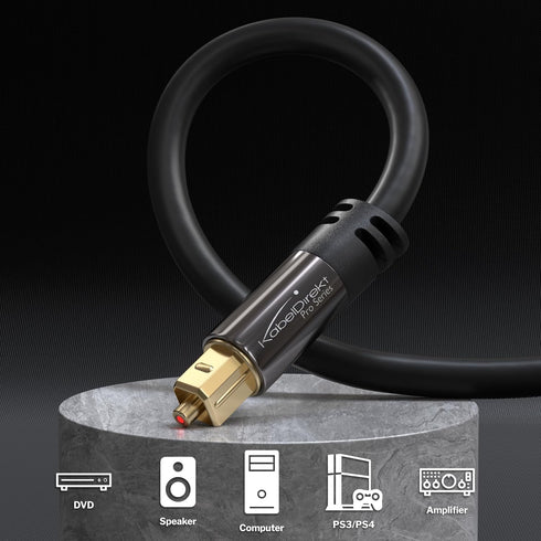 TOSLINK Cable, Optical Audio Cable – 3 feet for soundbars (TOSLINK to TOSLINK, Digital S/PDIF, Stereo Systems).