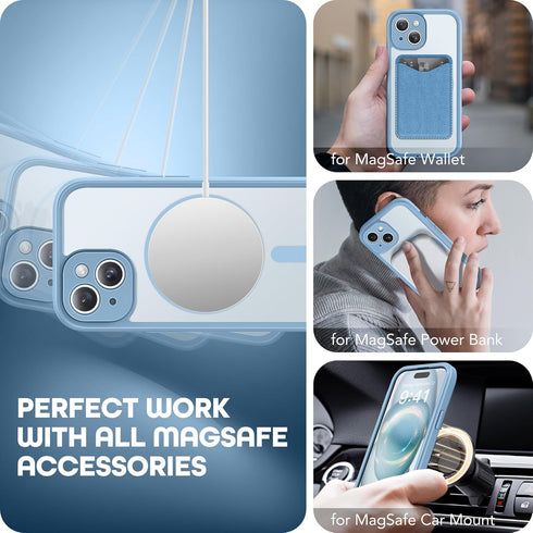 TIESZEN iPhone 15 Plus Case - Sky Blue, Dustproof, MagSafe Compatible, with Privacy Screen & 9H Tempered Glass