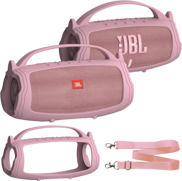Silicone Cover Case for JBL Charge 4/Charge 5 Portable Bluetooth Speaker, Soft Skin Sleeve Accessories (Pink)