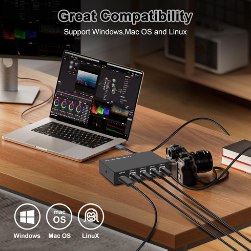 GIASYIEH USB2.0 4 4 1 Printer Sharer Switcher, Port USB B Print Selector Switch Adapter in Out Printer Splitter Hub