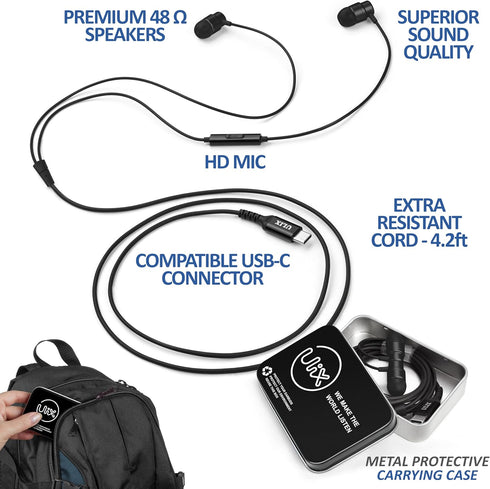 UliX Rider USB C Headphones, Magnetic USB-C Earbuds with 5 Years Warranty for iPhone 15 Pro Max Plus, Samsung Galaxy