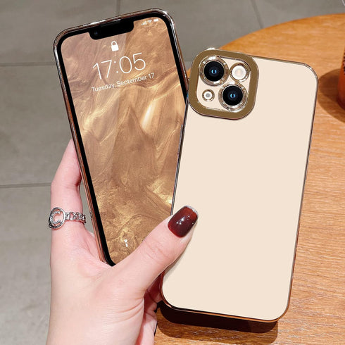 Lafunda iPhone 13 Case: Cute Luxury Golden Edge, Shockproof Soft TPU Bumper, Full Camera Protection, White for Women &