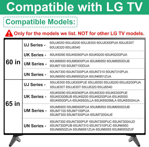 60UJ6050 60UK6090 60UM6900 60UN7300 65UJ6300 65UK6090 65UM6900 65UM7300PUA 65UN6950 TV Stand for LG TV Legs, TV Stand