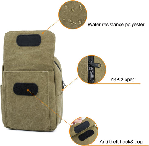 Small Camera Bag for Photographer, Waterproof Canvas Sling Bag Compatible with Nikon Sony for Men and Women