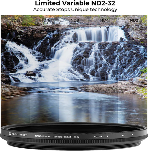 K&F Concept 72mm Variable ND2-32 Lens Filter (1-5 Stops), 18 Multi-Layer Coatings, No X Cross for Camera Lens (K-Series)