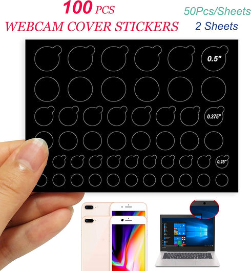TINGYI 3 2 100 Webcam/Camera Covers Privacy Stickers for Lens Privacy Protection- Sizes Styles - Black Ultra Glossy