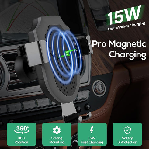 Wireless Car Charger for iPhone - Non-Slip & Case-Friendly Car Phone Holder Wireless Charger for iPhone 15/15 Pro