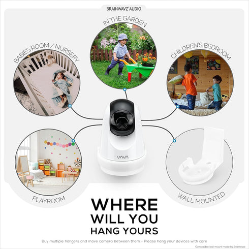 BRAINWAVZ Adhesive Wall Mount for VAVA Baby Monitor Camera (VA-IH006) - Easy to Install, No Mess