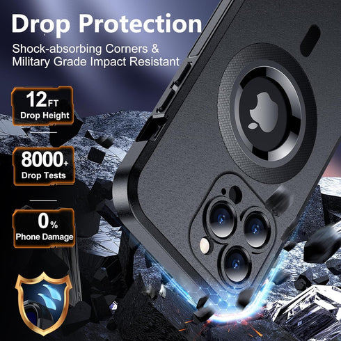 Temdan Magnetic iPhone 13 Pro Case - Black, Military Grade Drop Protection, Shockproof, Compatible with MagSafe.