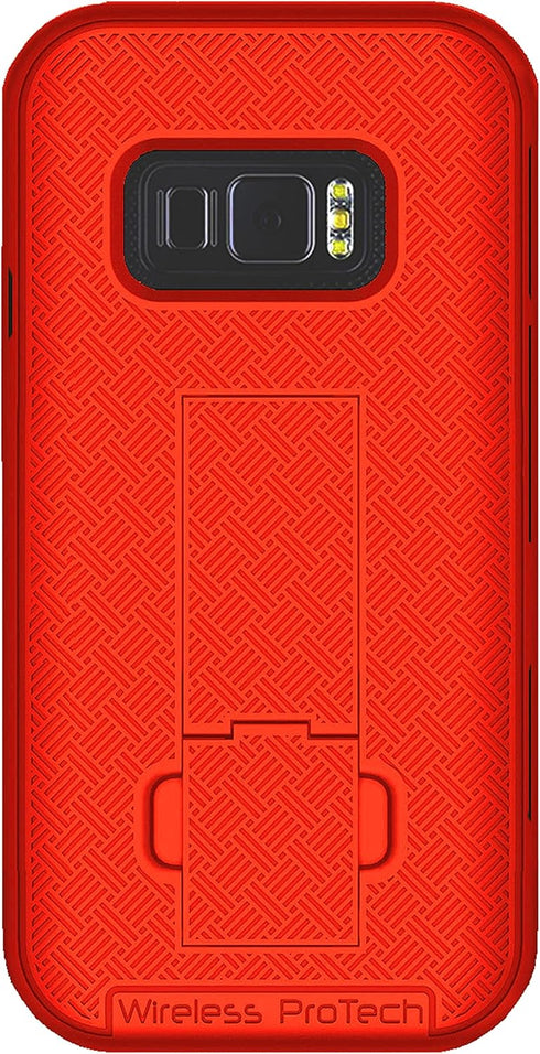 Slim Rugged Case for Samsung Galaxy XCover FieldPro SM-G889 - Protective with Built-in Kickstand (Red)