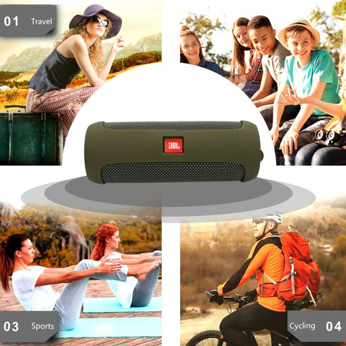 LTGEM Silicone Carrying Travel Case for JBL FLIP 5 Waterproof Portable Speaker with Extra Carabiner - Green