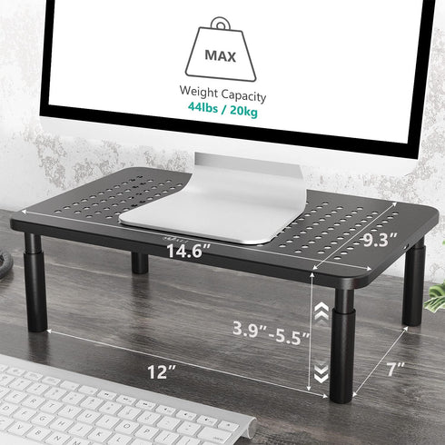 WALI Computer Monitor Stand for Desk, Adjustable Laptop Riser with Underneath Storage for Office, Home, School