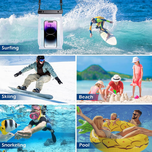 Large Floating Waterproof Phone Pouch with Sealing Strip, Universal Dry Bag for iPhone 15 14 13 12 11 Pro Max Galaxy