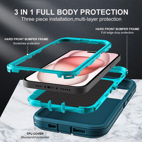 YKHJKLEC 15 3 1 2Pcs for iPhone Case, Compatible with Magsafe, Military Grade in Heavy Duty Shockproof/Drop Proof/Dust