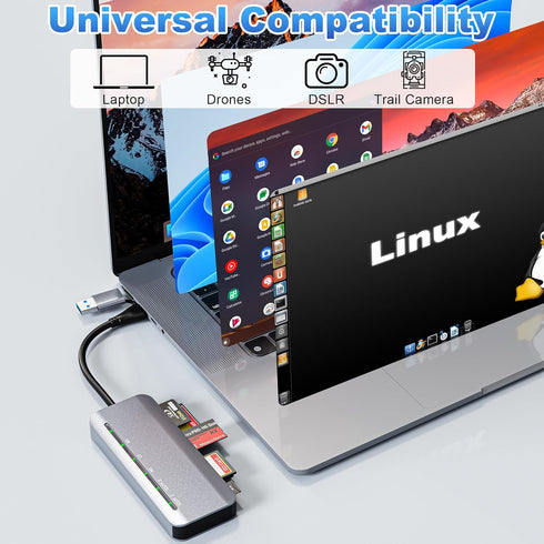 clickfish 7 1 in Memory Stick Pro Duo Card Reader, USB-C Multi Cards Reader for SD/TF/CF/MS/XD Cards, SD Card Reader