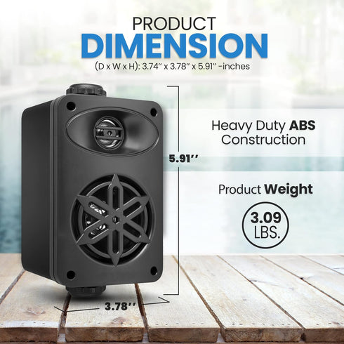 PYLE Outdoor Speakers, Waterproof Marine Grade, Universal Mounting, Heavy Duty ABS Construction for Indoor/Outdoor Use