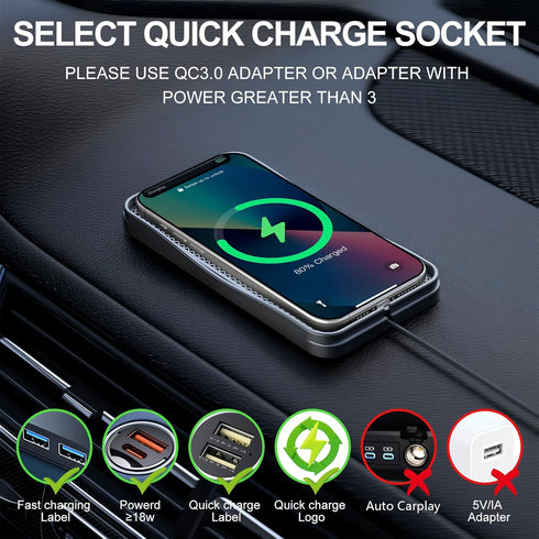Gumnay 15W 17/16/15/14/13/12, Car Wireless Charger Pad, Fast Wireless Car Charger, Non-Slip Wireless Phone Charger Car