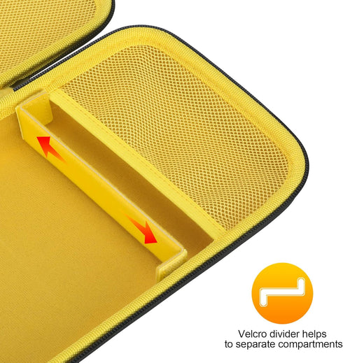 BOVKE Hard Carrying Case Compatible with Logitech POP Keys Mechanical Wireless Keyboard and POP Wireless Mouse Combo, Mesh Zipper Bag for Cables, Batteries, Emoji Keys, Black+Blast Yellow