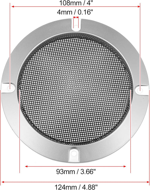 X AUTOHAUX 4" Silver Tone Speaker Grille Cover Mesh Trim, Round Subwoofer Grille Horn Protective Guard