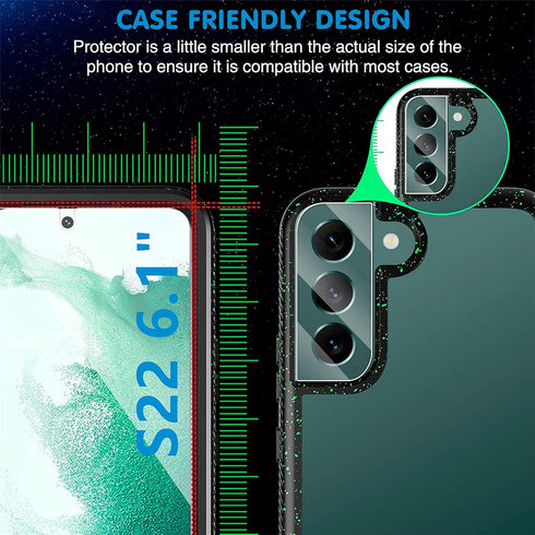 Samsung Galaxy S22 5G Screen Protector (3 Pack) - 9H Tempered Glass, HD Clear, Case Friendly, Fingerprint Compatible, 6