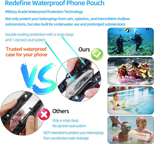 AiRunTech Waterproof Cell Phone Dry Bag, Compatible with iPhone 15/14/13/12/12 Pro Max/11/11 Pro/SE/Xs Max/XR/8P