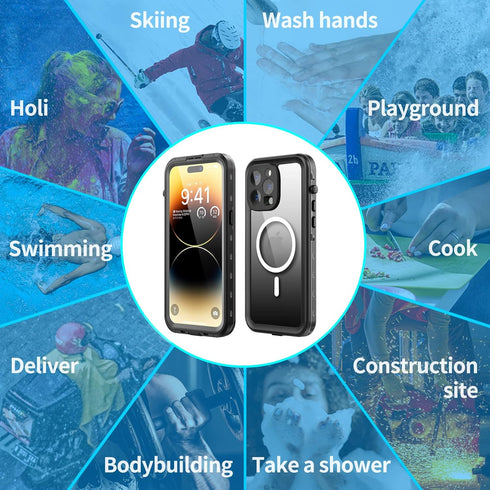 Hllhunkhe Waterproof Case for iPhone 14 Pro Max, Full Body Shockproof Dustproof with Screen Protector, Black 6.7''