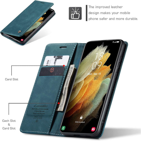 Kowauri Flip Case for Galaxy S21 Ultra - Leather Wallet with Card Slot and Magnetic Closure for Samsung Galaxy