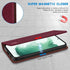 ZZXX Wallet Case for Samsung Galaxy S22 Plus, Wine Red Magnetic Leather Flip with RFID Blocking Card Slot Stand