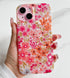 Qokey Cute Flower Case for iPhone 14/13, Shell Pattern Soft Bumper Lightweight Slim Fit TPU Shockproof (Pink Floral)
