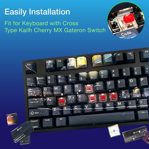 GUNMJO PBT Dye-Sublimation Astronaut Keycaps for Mechanical Keyboard, OEM Profile 61/87/104 Keys with Cherry Gateron MX