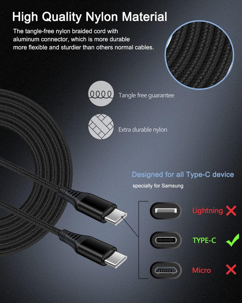 Super Fast Car Charger for Samsung Galaxy, 3 Pack 60W Dual-Port USB-C Car Charger Cigarette Lighter Adapter + 2pcs PD