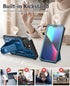 Protective Case for iPhone 13/14, Heavy Duty Military Grade Cover with Built-in Kickstand, Durable Dual-Layer Blue