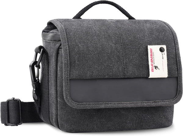 Besnfoto Small Waterproof Camera Bag Purse, Messenger Shoulder Bag for Mirrorless DSLR, Black Gray