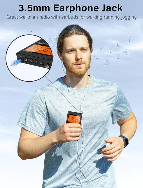 AM FM Portable Radio, Personal Radio with Excellent Reception, Battery Operated by 2 AAA Batteries