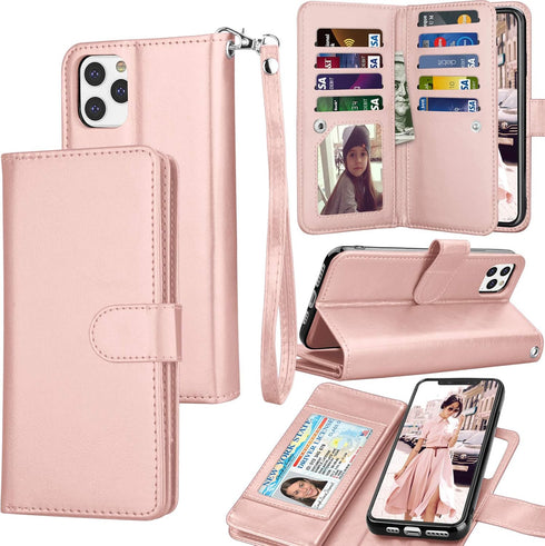 Tekcoo Wallet Case for iPhone 11 (6.1 inch) 2019, Luxury ID Cash Credit Card Slots Holder, Rose Gold