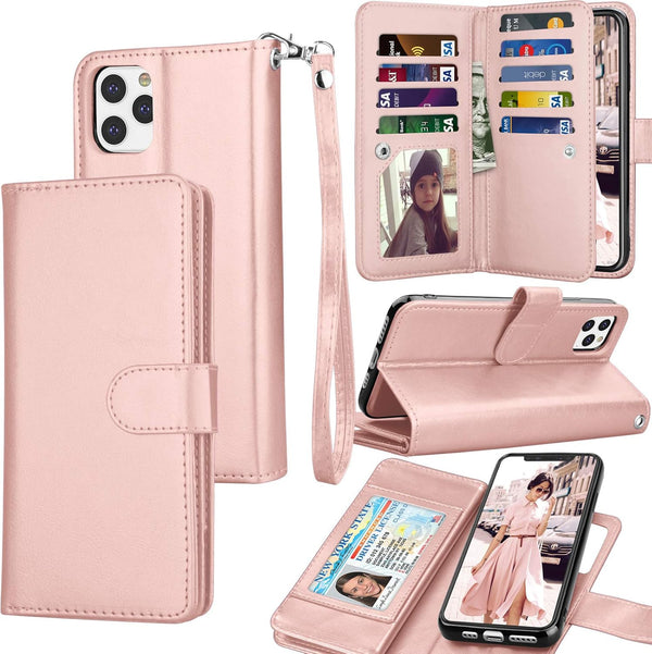 Tekcoo Wallet Case for iPhone 11 (6.1 inch) 2019, Luxury ID Cash Credit Card Slots Holder, Rose Gold