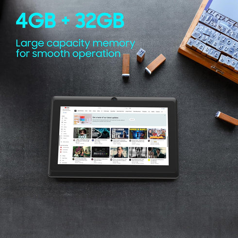 Tablet 7 inch Android 12.0, 4GB RAM, 32GB Storage, 512GB SD Expansion, Quad-core Processor, 3000 mAh Battery