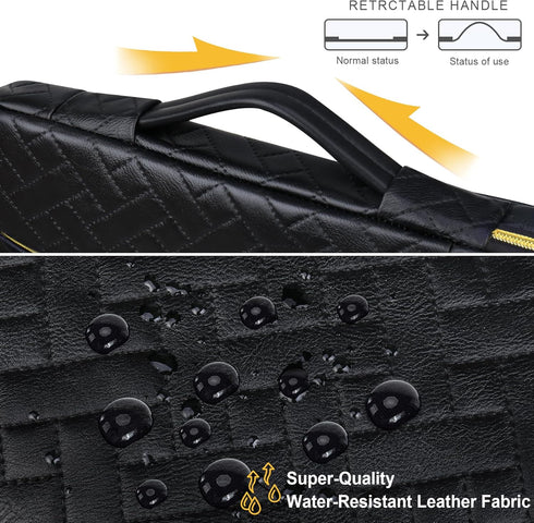 Lacdo 360° Protective Laptop Sleeve Case: Elegant Black, 15-15.6 Inch for Acer, HP, Dell, ASUS, Compatible with Various