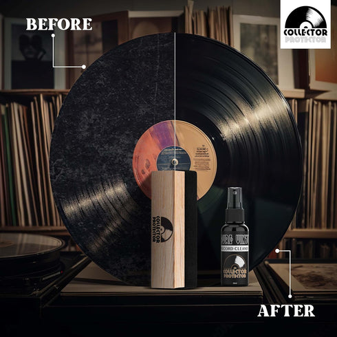 Vinyl Record Cleaning Kit, Includes Soft Velvet & Carbon Fiber Brush, Cleaning Solution, and Microfiber Cloth
