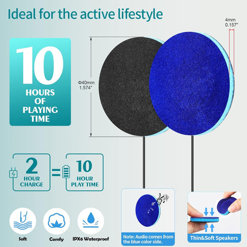 Bluetooth-Module V5.2 Replacement Speakers, Ultra Thin Stereo Pillow Speaker with Mic for Sleep Headphones
