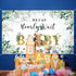 Tegeme Bear Baby Shower Backdrop, We Can Bearly Wait Watercolor Green Leaves Banner for Photography
