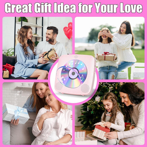Gueray 1800mAh CD Player Portable with Bluetooth Wall Mountable, Rechargeable Battery Operated CD Music Players