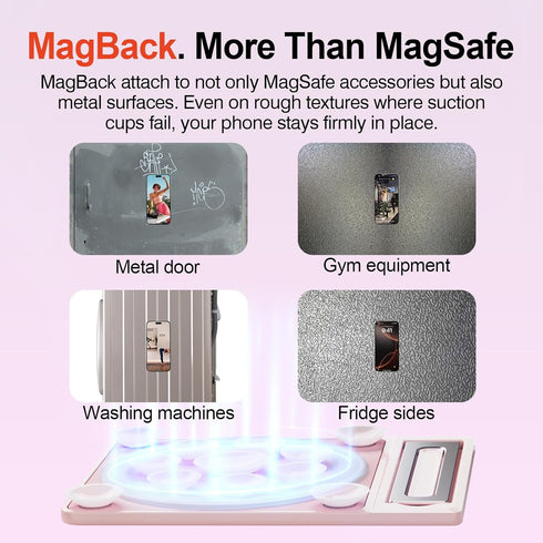 SEMBO Silicone Suction Phone Case Adhesive Sticky Grip Stand with Mag-Back for MagSafe Car/Wall Mounts, Strong Magnetic
